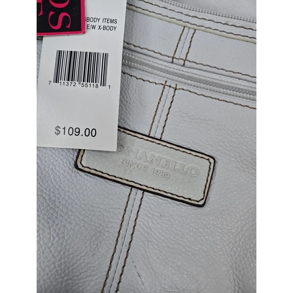 Tignanello White Leather Crossbody Bag East West Small Zipper Purse T12127 New